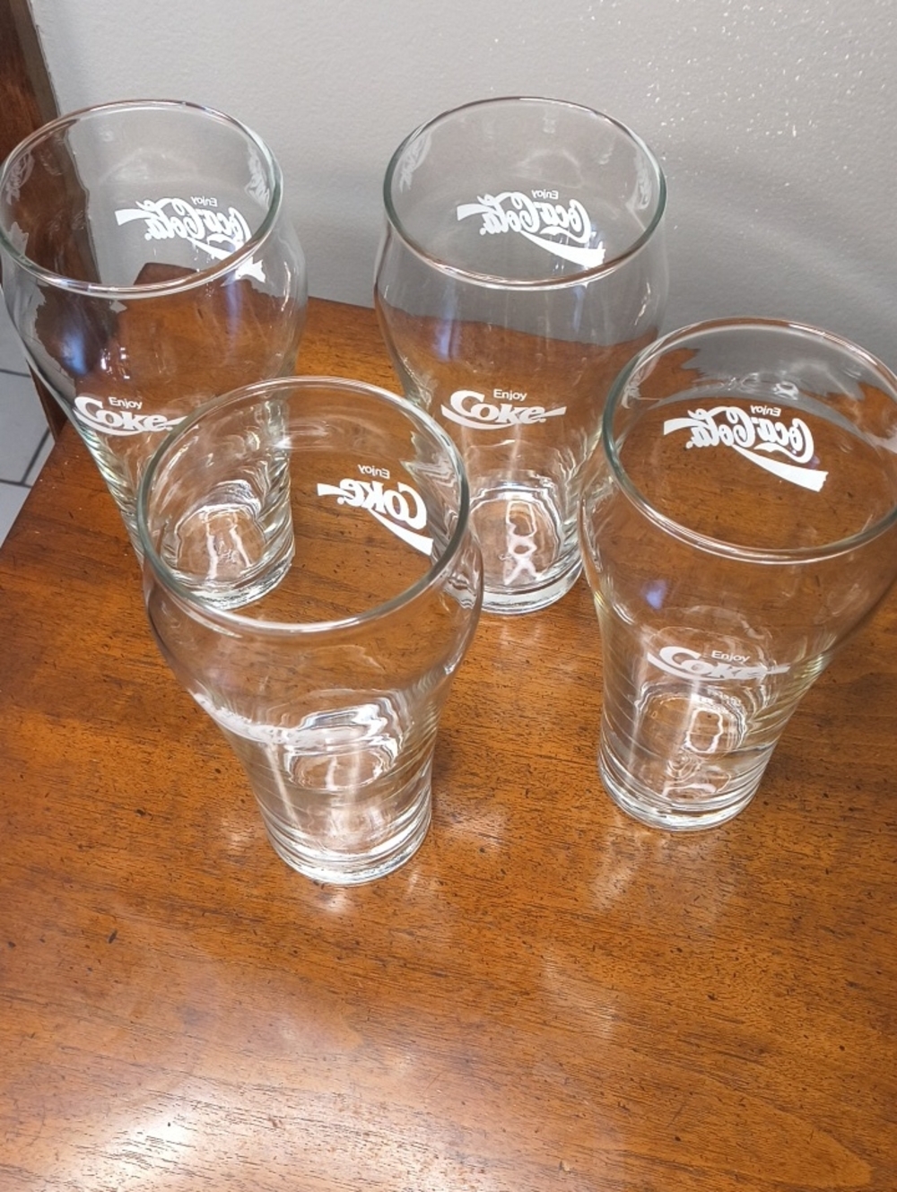 LargeCoca Cola Clear Glass Pint Tumblers Logo Is Great! - Set of 4